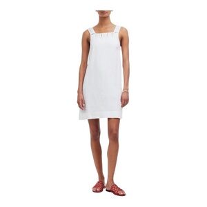 Madewell Georgia 100% Linen White Mini Dress Square Neck Size 14 NWT NQ595 NEW